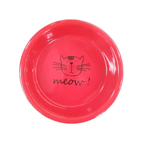 Comedouro Porcelana Meow para Gatos - Vermelho