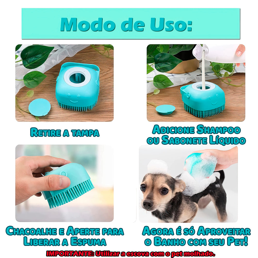 Escova Porta Shampoo de Banho Pet