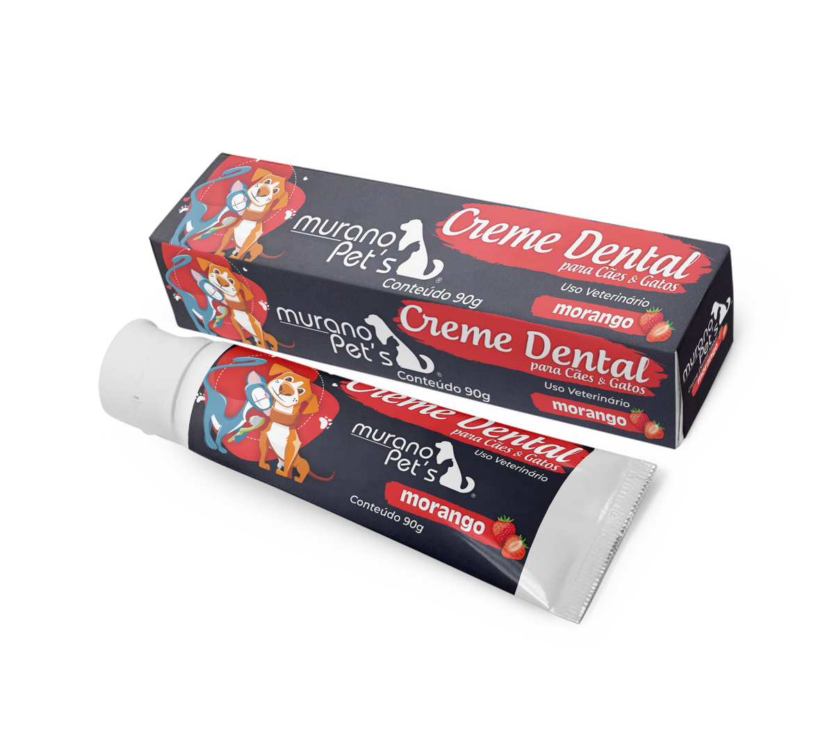 Creme Dental M. Pet's Sabor Morango para cães e gatos - 90g