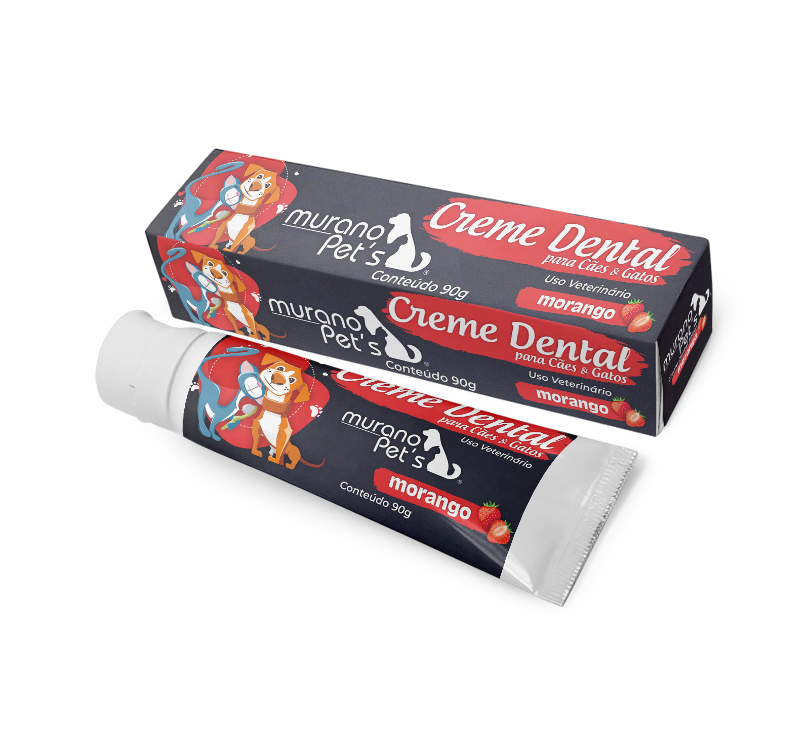 Creme Dental M. Pet's Sabor Morango para cães e gatos - 90g