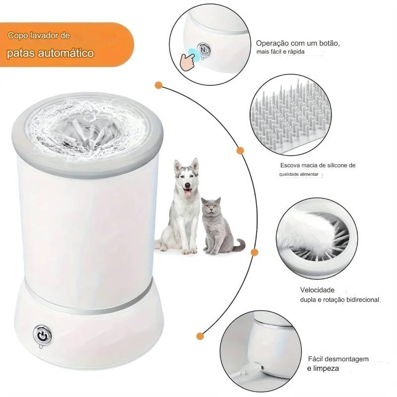 Lava-Patas Elétrico USB Recarregável para Pets