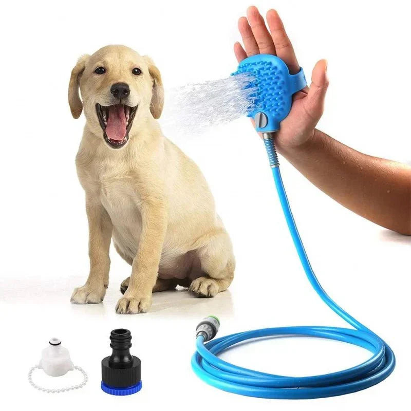 Luva de Massagem com Mangueira de Silicone para Banho Pet